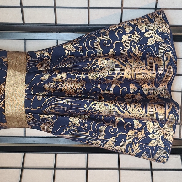 Anthropologie Eva Franco Navy Blue & Gold Tapestry Party Dress sz 2 - Picture 2 of 12